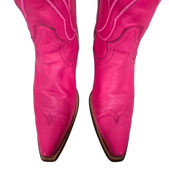 Corral Western Boots Pink Fuchsia Snip Cowboy Cowgirl Tall Leather Embroidery 8 - Picture 11 of 16